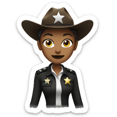 pale female sheriff with two black and white cats sticker