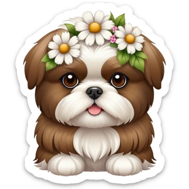 shih tzu dog wearing flowers  sticker