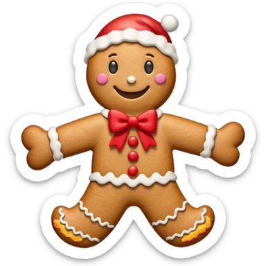 Christmas cookie with arms and legs and red bow on her head sticker