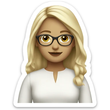 girl with blonde hair and glasses green eyes in a park with white dress sticker