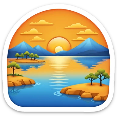 lakeside sunset horizon blue sticker