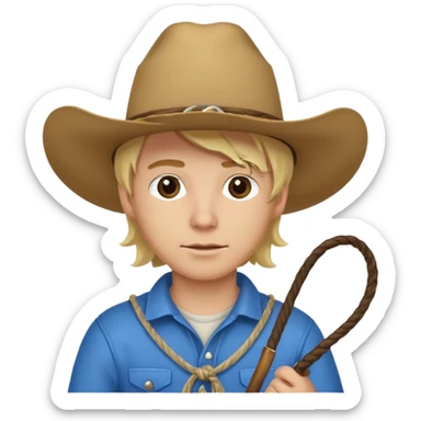 Cowboy blonde hair with blue hat and lasso sticker