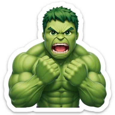 the Hulk roaring fists clenched green powerful emoji sticker