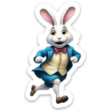 Alice in wonderland rabbit running late  sticker