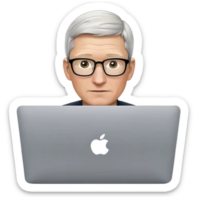 Tim Cook using a MacBook Pro. sticker