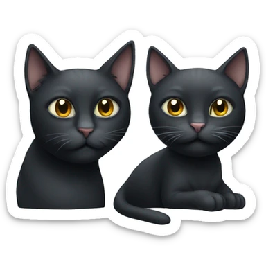Black cat and a grey cat together sticker