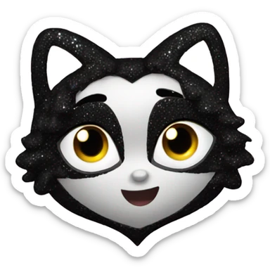 black sparkle heart sticker