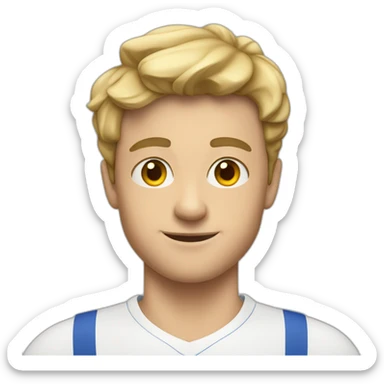 a full-grown European boy doing sports sticker