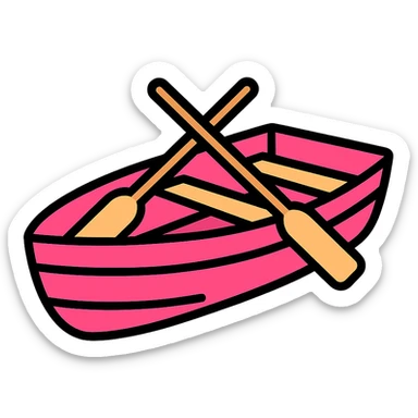 classic pink wooden rowing boat sticker