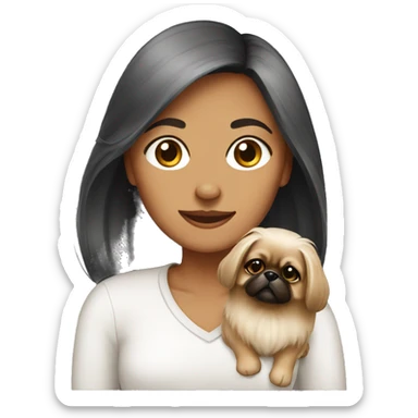 Women with Pekingese sticker