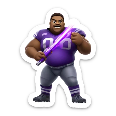  Fat Football lineman controlling the weather during a storm with his giant purple lightsaber  sticker