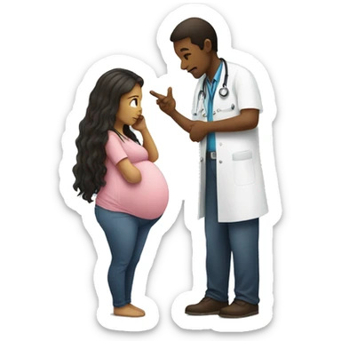 pregnant girl talking to a doctor sticker