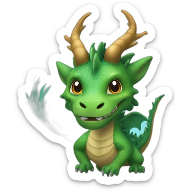 A water dragon with deer horns and long, lush hair sticker