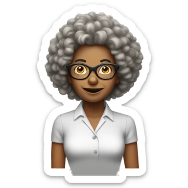 Crazy lady with big hair and glasses sticker