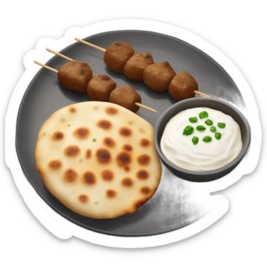 Bosnian national dish cevapi with kaymak and somun  sticker