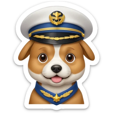 dog wearing a captain's hat sticker