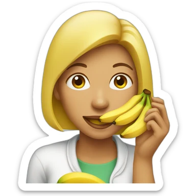 women eating banana sticker