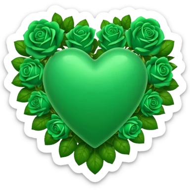 Green Heart with green roses  sticker