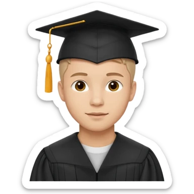 Graduated Students, Male, proudly, short hair, wearing graduation cap sticker