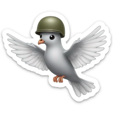 Flying dove wearing army helmet sticker
