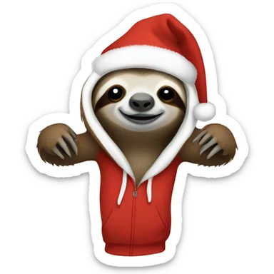 sloth wearing Christmas hoodie sticker