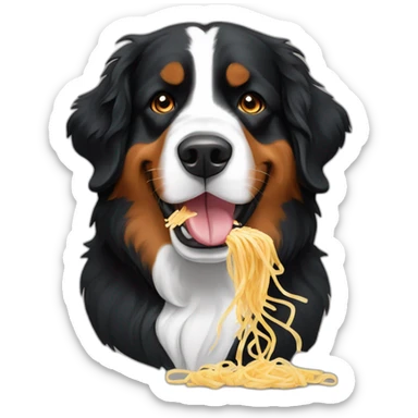 Bernese mountain dog eating spaghettis sticker
