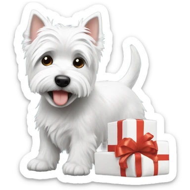 Westie opening presents sticker