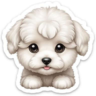 White Maltipoo puppy cute face  sticker