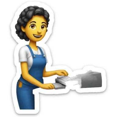 cashier job with computer sticker