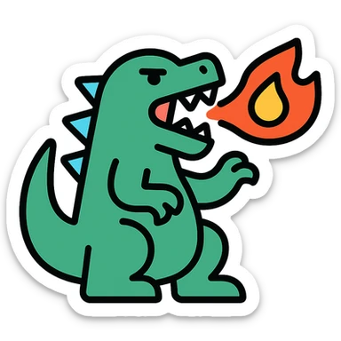 Godzilla breathing fire sticker