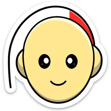 character with oval-shaped head with flat top sticker