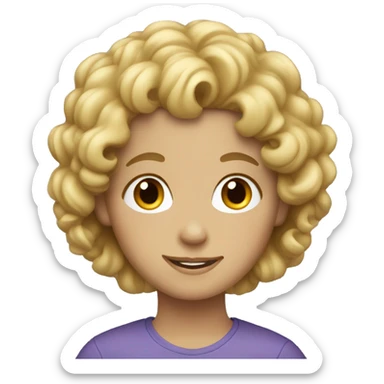 blonde girl with curly brown hair boy sticker