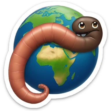 Earth and earthworm sticker