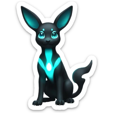 White Shiny Umbreon with glowing cyan markings full body sticker