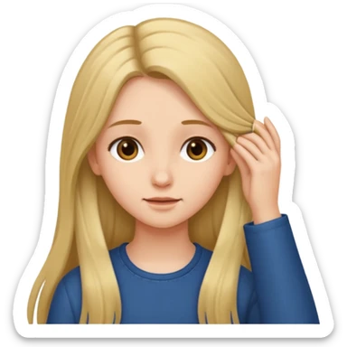 girl with long hair tucking hair behind her ear sticker
