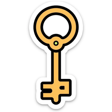 ultra minimal golden key, simplest possible shape sticker