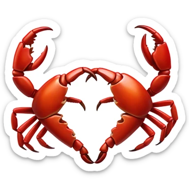 Heart hands emoji but instead of human hands, two crab claws making the heart shape  sticker