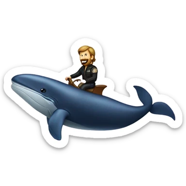 chuck norris riding a huge whale sticker