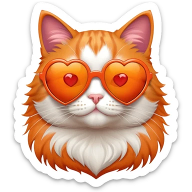 Cat with heart-shaped sunglasses sticker