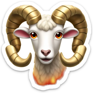 Realistic fire red ram fire flaming red hot fire fur gold horns Aries flames coming off and behind sticker