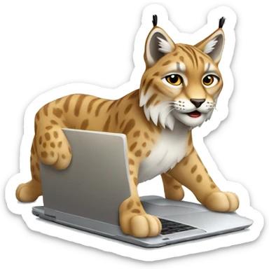 A lynx with a laptop sticker