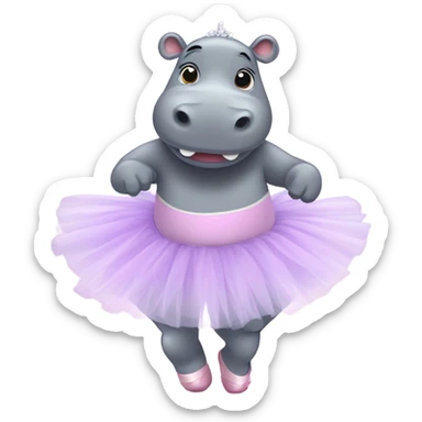 Hippo ballerina sticker