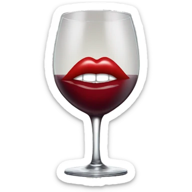 Wine glass with a red lipstick kiss mark on it sticker