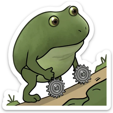 bufo hiking uphill with gears sticker
