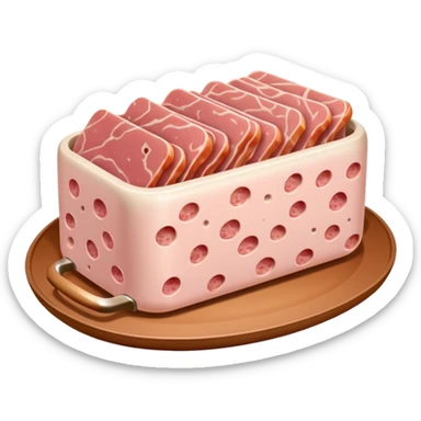 cold cuts (mortadella on a rectangular pot platter) sticker