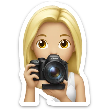 Blonde girl with a camera sticker