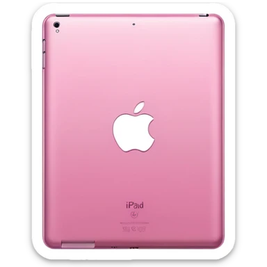  pink iPad (Apple tablet) with sleek metallic finish, minimal and modern design, soft reflections, isolated on transparent background, realistic style" sticker