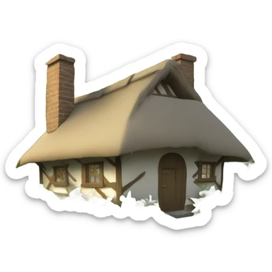 cottage with thatched roof in the forest sticker