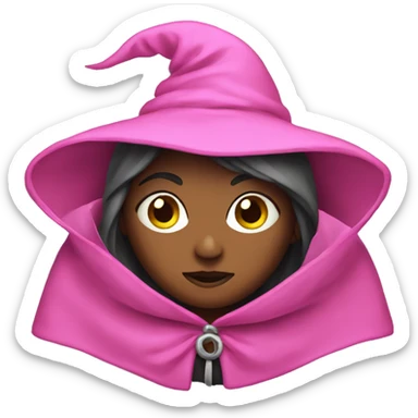 A witch dressed in a pink cloak sticker