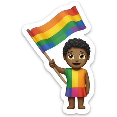 a cheese human holding a pride flag sticker